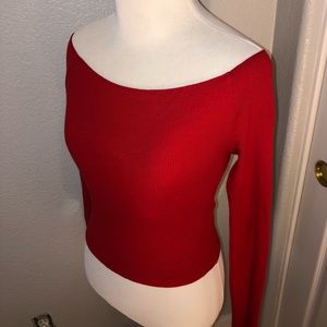 Red Long Sleeve Off the Shoulder Top Brandy Melville